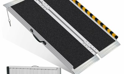 4FT Long Wheelchair Ramp for High Steps & Van Loading - Extra Stable Aluminum Ramp, Creates Gentler Slope for 4 to 12 Inch Height, 800 lbs Capacity 4FT(Usable height 4-12 inch) product image