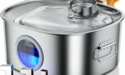 Dog Water Fountain Stainless Steel, 11L/2.8Gal Large Pet Water Fountain for Large Dogs Inside, Dog Fountain Water Bowl Automatic Dispenser with Visible Window & LED, Ultra Quiet for Dogs and Multi-Pet WF400 Dog Fountain product image