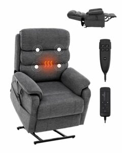 VEVOR Power Lift Recliner Chair, Dual Motor Lift Chair with Heat and Massage for Elderly, Infinite Position Adjustment Electric Recliner with 2 Anti-Fall Ropes (Medium, Dark Gray) Medium- Dark Gray product image