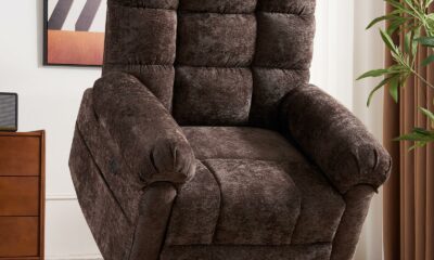 Oversized Power Lift Recliner Chair with Massage and Heat for Elderly, 26" Extra Wide Lift Chair for Big and Tall, Chenille Electric Lift Recliner with Overstuffed Backrest, USB Port, Coffee Coffee Oversized Power Lift Recliner product image