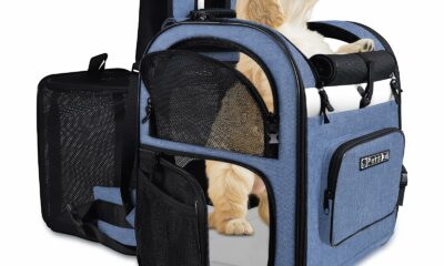 Petskd Expandable Pet Backpack Carrier 16.5x14.5x11 Inches for Small Dogs and Medium Cats,Portable Dog Cat Backpack Carrier for Hiking,Vet,Travel(Blue) product image