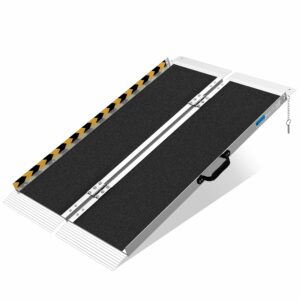 Portable Foldable Aluminum Wheelchair Ramp, 48"x29"x2", 600lb Capacity, for Home & Car, with Rubber Traction & Stainless Steel Hinges 4FT(usable height 4-12 inch) product image