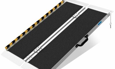 Portable Foldable Aluminum Wheelchair Ramp, 48"x29"x2", 600lb Capacity, for Home & Car, with Rubber Traction & Stainless Steel Hinges 4FT(usable height 4-12 inch) product image