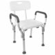 Vaunn Medical Deluxe Spa Shower Chair with Arms and Back, Bath Seat for Seniors, 350 lbs Max Weight, White With Light Gray Arms product image