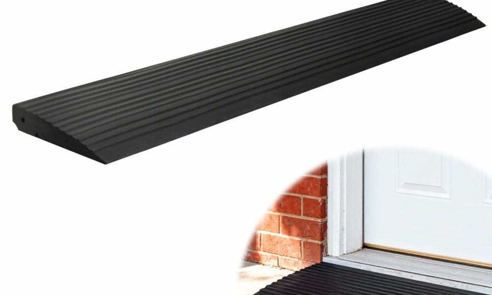 1" Rise Rubber Threshold Ramp for Doorway, 2000lbs Load Capacity Door Ramp with Non-Slip Surface, Rubber Curb Ramp for Wheelchair, Sweeper and Scooter 1 inch product image