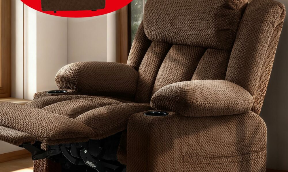 Three Motor Large-Wide Power Lift Chairs Recliners for Big and Tall Elderly, 180° Lay Flat Lift Chair, Infinite Position, Power Headrest, Heat & Vibration Massage (Plush Flannel, Dark Brown) Dark Brown Plush Flannel product image