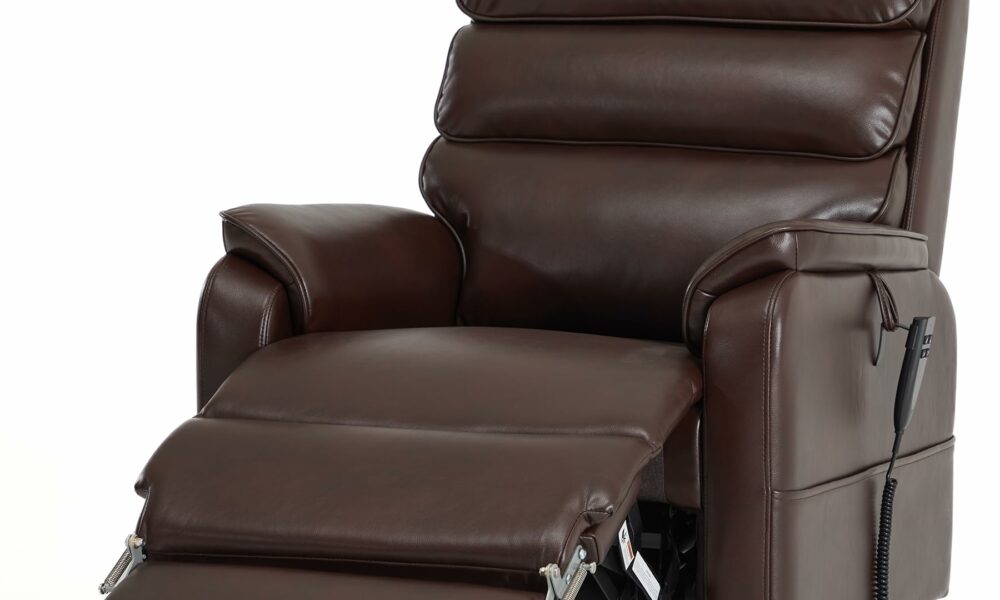DYNOX 350 LBS Tall Man Power Dual Motor Lift Recliners Chairs for Elderly Lay Flat Lift Chair with Infinite Positions, Heat & Massage, Supports(9198L,Faux Leather,Brown) Fauxleather Brown Tall product image
