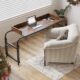 Overbed Table with Wheels, Bed Desk Recliner Table Adjustable Height Laptop Table, Queen King Size Over The Bed Table with Wheels & Heavy Duty Metal Leg Laptop Desk for Recliner (Rustic Brown) product image