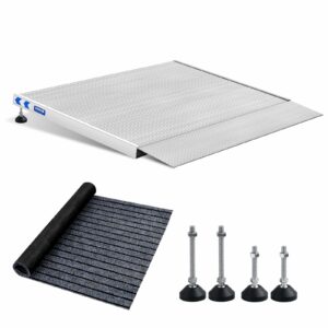 Threshold Ramp for Wheelchairs, 3-5.5" Rise and 30"×36" Platform Aluminum Wheelchair Ramp, Door Threshold Ramps with a Non-Slip Thick Door Mat 30x36in & 3-5.5" Rise Adjustable product image