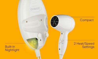 Conair Wall-Mount Hair Dryer, 1600W Blow Dryer with LED Nightlight, 2 Heat 2 Speed Settings, White 1 Count (Pack of 1) product image