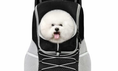 Pawaboo Pet Dog Carrier Backpack, Puppy Dog Travel Front Carrier for Small Medium Dogs Cats, Adjustable Breathable Dog Carrying Backpack with Safety Strips for Hiking, Walking (Black L Up to 14 lbs) Black Large-Up to 14lbs product image