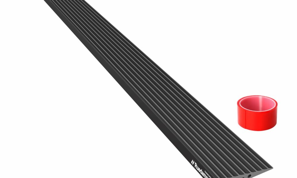Ruedamann 0.8" Rise PVC Threshold Ramp for Doorways, 1700 lbs Load Capacity, Odor-Free & Cuttable Door Threshold Ramp for Wheelchair, Scooter, Stroller, Curb, and Tile, Indoor & Outdoor Use, Black Black 3/4" product image