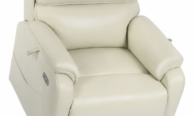 EONIX Dual Motor Lay Flat Power Lift Recliner Chair for Elderly, Breathable Leather Electric Lift Chairs for Adults, 400lbs Heavy Duty Power Recliner with Heat and Massage, SLRY003061, Cream White Medium Cream White product image