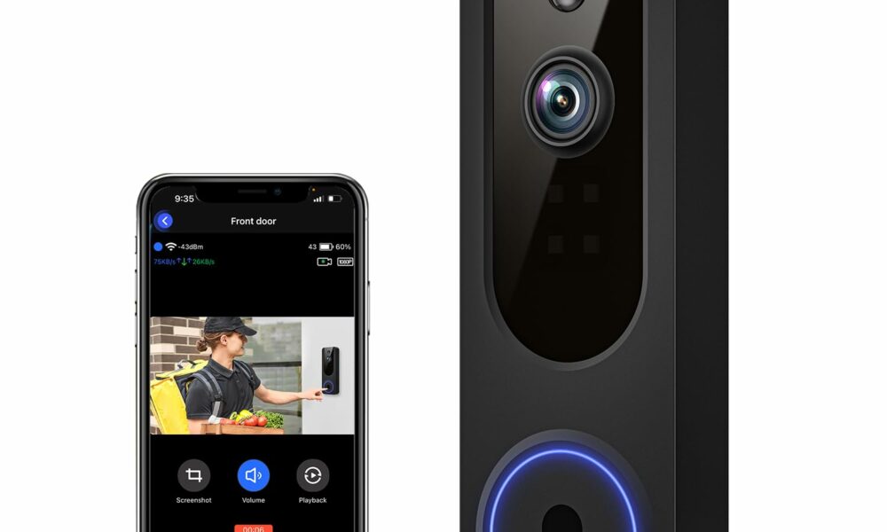1080p WiFi Video Doorbell Camera Wireless, Battery Powered, AI Human and Motion Detection, 2 Way Talk, Night Vision, Cloud Storage, 2.4G WiFi Only, Indoor/Outdoor Surveillance product image