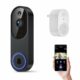 Orbitell 1080p Wireless Wi-Fi Video Doorbell Camera with Two Way Audio, Night Vision, Cloud Storage, Smart AI Motion Detection, Support 2.4GHz Wi-Fi only product image