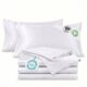 Delilah Home Sustainable Living 100% Organic Cotton Split King Bed Sheet Set, Certified by GOTS and Vegan.org, 300 Gram TC, Proudly Made in Portugal, 5 Piece Set, White White Split King product image