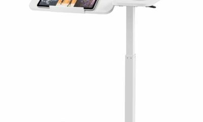 Height Adjustable Overbed Table,has Hidden Wheels and a Rotatable Tabletop,Can Be Used for Home Offices and Hospitals(White) product image