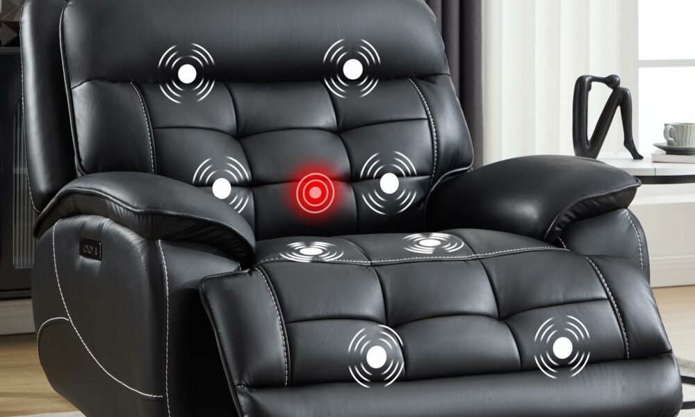CANMOV Oversized Dual Motor Power Lift Recliner for Elderly, 26" Extra Wide Electric Recliner Chair with Heat and Massage, PU Leather Lay Flat Lift Chair with Type-C and USB Port,Black Black Wide-Seat product image