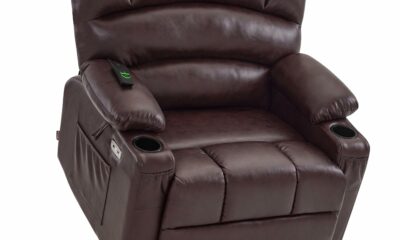 MCombo Power Lift Recliner Chair for Elderly, Lift Chair with Heat and Massage, Extra Wide Lift Recliner for Big People, Faux Leather R7096 (Medium-Wide, Dark Brown) Medium-Wide Dark Brown product image