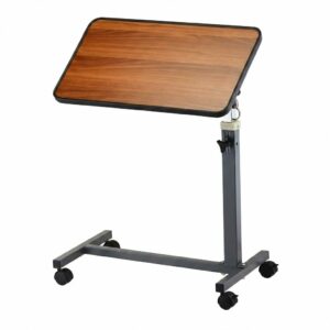 NOVA Overbed Tilt-Top Table with Locking Swivel Wheels, Height Adjustable Bedside Table, 3-Position Tilt Walnut Wood Grain Top, Durable Steel Base, Easy Assembly, Bedside Laptop & Meal Table Tilt Top product image