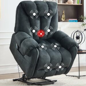 CANMOV Power Lift Recliner Chair for Elderly with Massage & Heat, Overstuffed Recliner Chairs for Adults, Electric Recliners with Type-C & USB Port, Side Pockets, for Living Room, Grey Greenish-gray product image