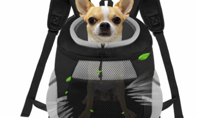 SMONT Dog Backpack Carrier Pet Lightweight Dog Carrier Backpack Small Dog Front Backpack Breathable Dog Carriers for Small Dogs with Safety Belt for Outdoor Hiking Travel Use S (2-7 lbs) Black Small Black product image