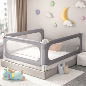 3-Piece King Size Bed Rail for Toddlers - Adjustable Height Guard with Sturdy Installation, Kids Safety Bed Rail for King Size Bed Grey 1-Piece King Size (Oval) product image