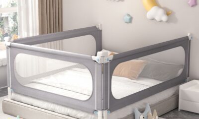 3-Piece King Size Bed Rail for Toddlers - Adjustable Height Guard with Sturdy Installation, Kids Safety Bed Rail for King Size Bed Grey 1-Piece King Size (Oval) product image