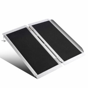 2FT Aluminum Wheelchair Ramp, Portable Folding Threshold Ramp, 800 lbs Capacity, Non-Slip Surface product image