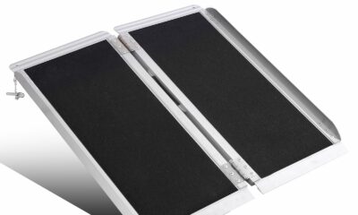 2FT Aluminum Wheelchair Ramp, Portable Folding Threshold Ramp, 800 lbs Capacity, Non-Slip Surface product image