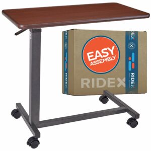 Ridex Adjustable Overbed Table with Wheels