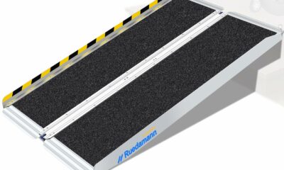 Ruedamann Wheelchair Ramp, Wider Design Threshold Ramp, Portable and Foldable Design, 600 Pound Capacity, Non-Skid Surface, for Home, Steps, Stairs, Doorways (5FT, Pack of 1) 5FT 5FT product image