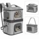 Detachable Double Pet Carrier Backpack for Cats and Small Dogs, Cat Travel Carrier for 2 Cats, Perfect for Traveling/Hiking/Camping, Grey product image