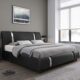 Keyluv Modern Faux Leather Upholstered Platform Bed Frame with Metal Decoration Headboard, Wooden Slats Support, No Box Spring Needed, Queen Size, Black Black Queen product image