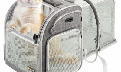 Texsens Cat Backpack Expandable Pet Carrier - Pet Backpack Carrier for Medium Cats and Small Dogs - Great for Travel, Hiking & Outdoor Grey product image