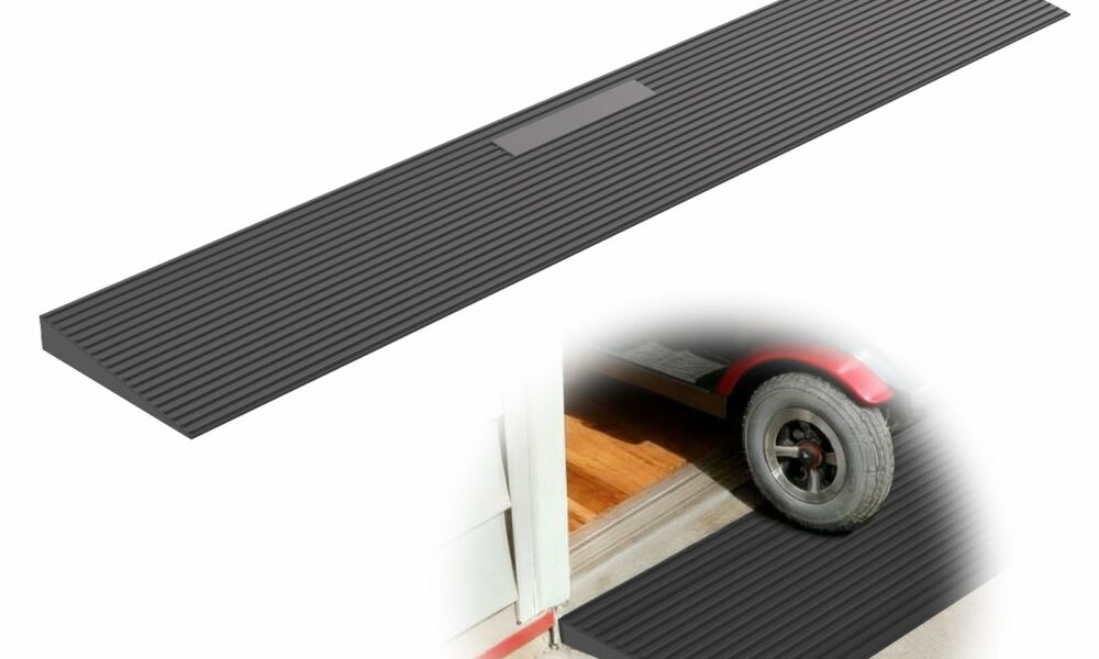 1" Rise Threshold Ramp for Doorways, 35.5" Wide Rubber Ramp for Wheelchairs, Walkers & Scooters, Cut-to-Fit Angled Entry Mat Ramp for Safer Home Access for Seniors & Kids 1'' product image