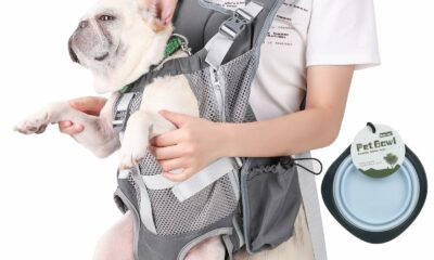 Dog Carrier Backpack - Legs Out Front Facing Pet Carrier Backpack for Small Medium Dogs, Hands-Free Dog Front Carrier, Easy-fit Adjustable Dog Carrying Backpack for Walking Hiking Bike and Motorcycle Grey product image