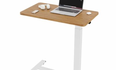 Ywin Medical Overbed Table in Light Oak, Pneumatic Lift Adjustable Bedside Table with Wheels for Hospital and Home, Light Wood Look Tray Desk for Couch, Bed (Light Rustic Brown) Light Rustic Brown 28''W X16''D product image
