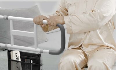 Bed Rails for Elderly Adults, Height Adjustable Bed Assist Rail with Storage Pouch, Safety Bed Handle with Support Legs for Seniors, Fit Any Beds Bed Rails With Stand product image