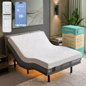 SFE Adjustable Bed with Mattress & Massage, Queen Adjustable Bed Frame + Medium Mattress - Cooling Gel Memory Foam Mattres, USB, UnderBed Light, Wireless Remote Queen Adjustable Bed + Medium Mattress product image