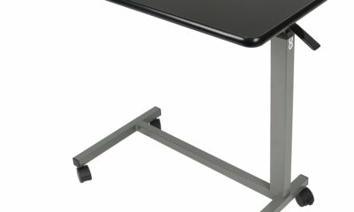 Vaunn Medical Adjustable Overbed Bedside Table with Wheels (Hospital and Home Use) Black product image