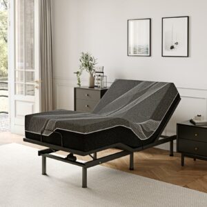 Dyonery D200 Twin XL Adjustable Bed Base with 14-Inch Gel Memory Foam Mattress