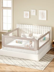 VBABY 3-Piece King Size Bed Rails for Toddler, Adjustable Height Baby Bed Rail Guard, Reinforced Bed Protection Fence for Baby, Grey, 74.8 x 78.7 x 78.7 in product image