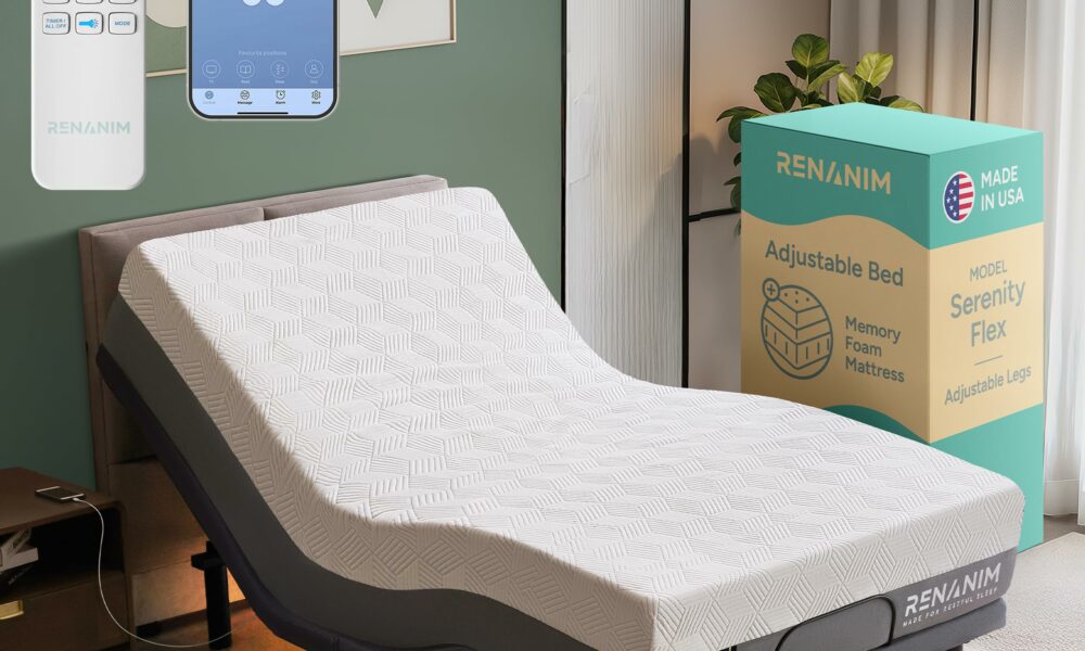 SF Adjustable Bed Frame with Mattress Included Massage - Twin XL Adjustable Bed + Firm Mattress - Cooling Gel Memory Foam Mattres, USB, UnderBed Light Zero Gravity Electric Base product image