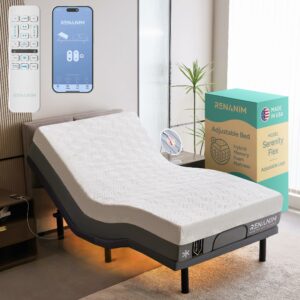 Renanim Twin XL Adjustable Bed Frame with 14-Inch Hybrid Mattress