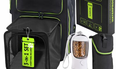 Cat Carrier Backpack for Travel & Car, 3-in-1 Expandable Cat & Small Dog Backpack Carrier up to 25 lbs, Breathable & Waterproof Pet Carrier gray/green product image