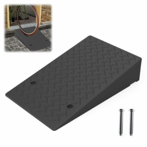Rubber Threshold Ramp 7.09 Inch Rise, Wheelchair Rubber Door Ramp with Non-Slip Surface, Home Step Ramp with Channel for Wheelchairs/Cars/Scooters(1PCS, 2200LBs Loading) 7.09IN-1PC product image