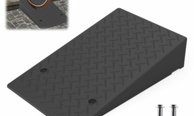 Rubber Threshold Ramp 7.09 Inch Rise, Wheelchair Rubber Door Ramp with Non-Slip Surface, Home Step Ramp with Channel for Wheelchairs/Cars/Scooters(1PCS, 2200LBs Loading) 7.09IN-1PC product image