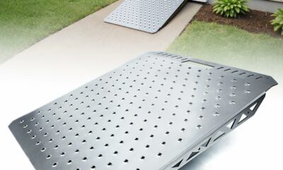 Heavy-Duty Shed Ramp for Riding Mower, Ramps for Sheds Garage Threshold Doorway Lawn Mowers Tractor Snow Blower Wheelchairs Garden Cart, 1500LBs Loading Anti-Slip Punch Plate Ramp - 1 PC product image