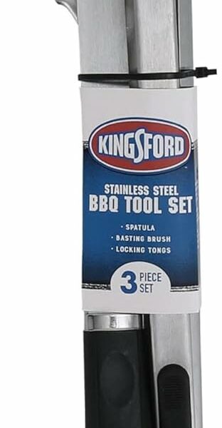 Kingsford Stainless Steel 3-Piece BBQ Tool Set | Tongs, Basting Brush, Spatula | Rust-Resistant Grilling Tools Tong, Basting Brush, and Spatula 3 Count product image